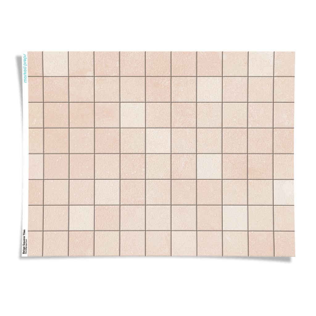 Beige Square Tiles Backdrop - Marked Props