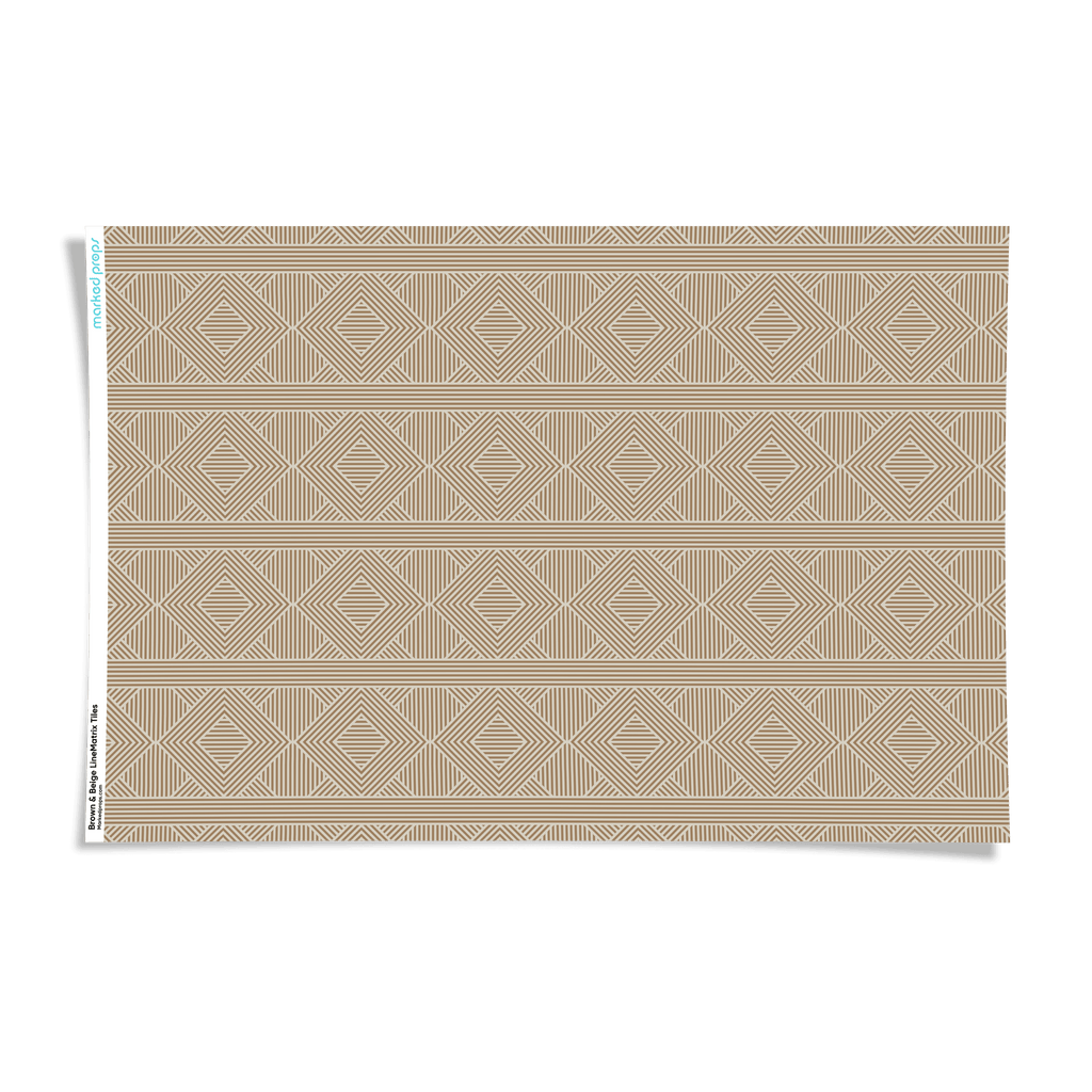 Brown & Beige LineMatrix Tiles Backdrop - Marked Props