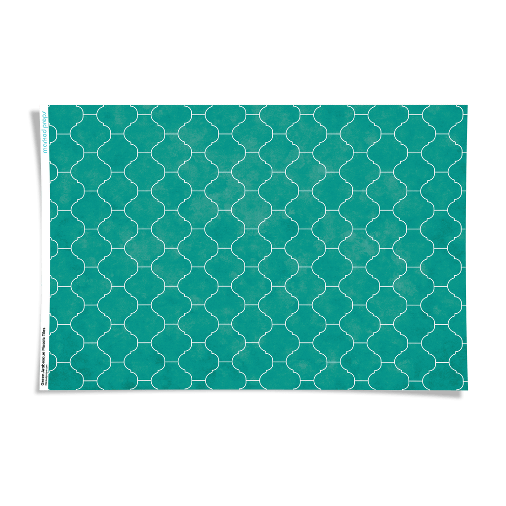 Green Arabesque Mosaic Tiles Backdrop - Marked Props