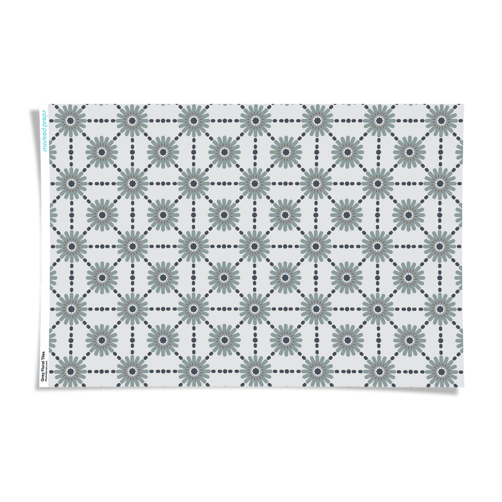 Grey Floral Tiles Backdrop - Marked Props