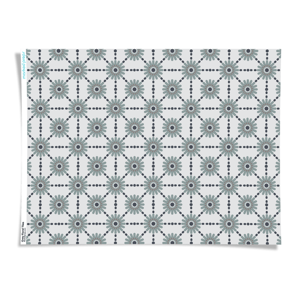 Grey Floral Tiles Backdrop - Marked Props