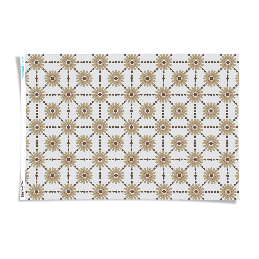 Ivory Floral Tiles Backdrop - Marked Props