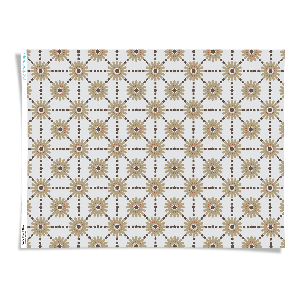 Ivory Floral Tiles Backdrop - Marked Props