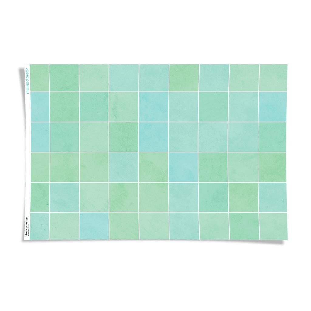 Mint Square Tiles Backdrop - Marked Props