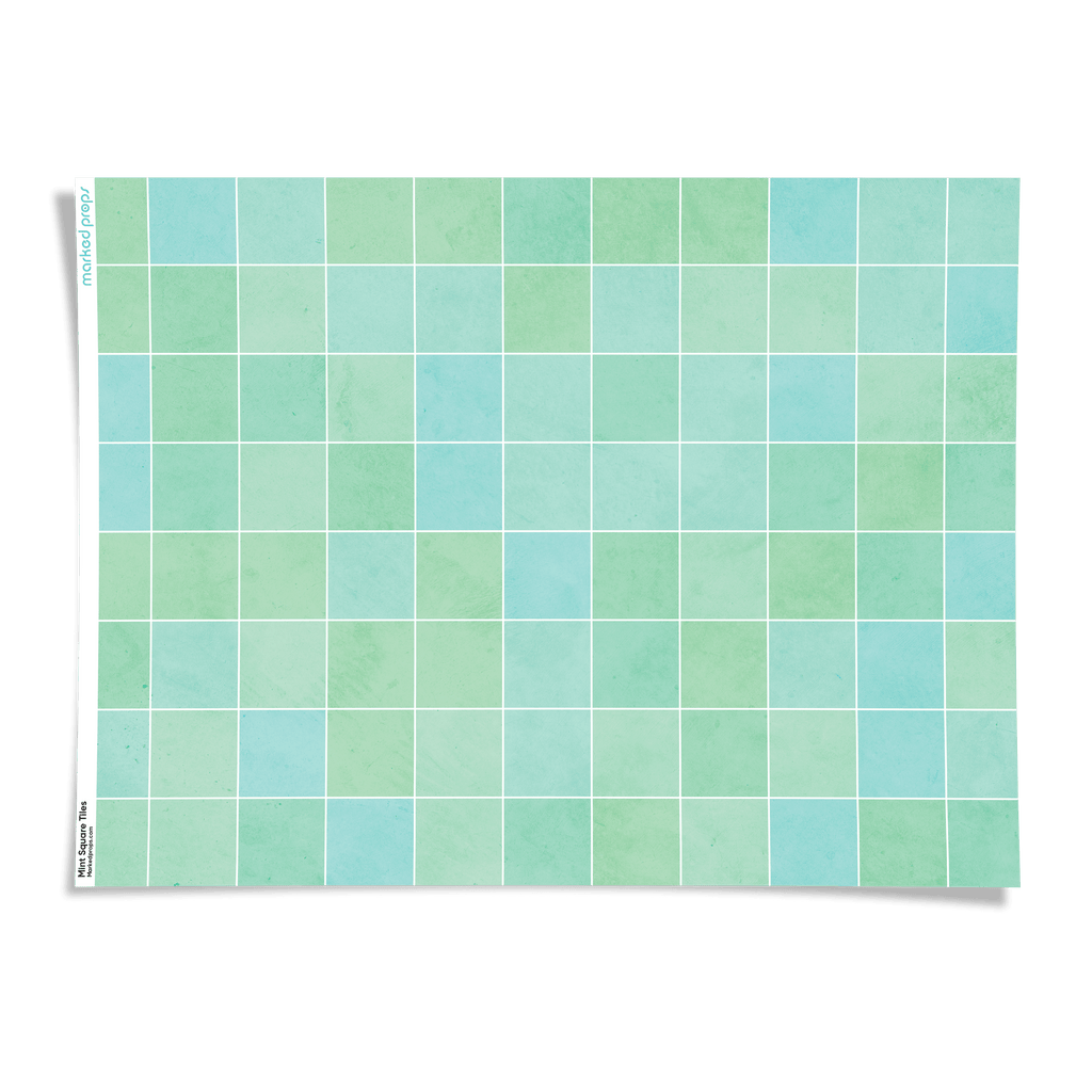 Mint Square Tiles Backdrop - Marked Props