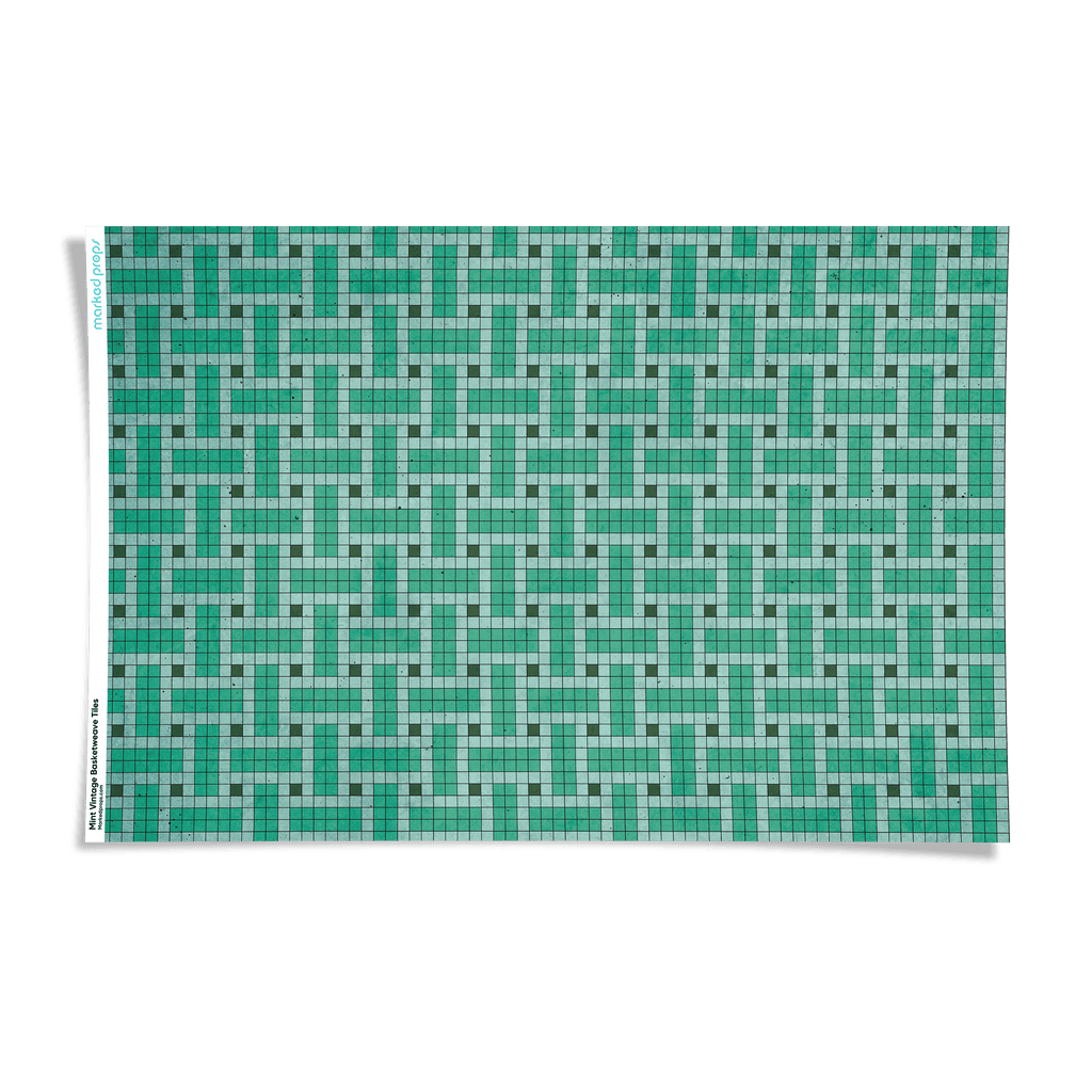 Mint Vintage Basketweave Tiles Backdrop - Marked Props
