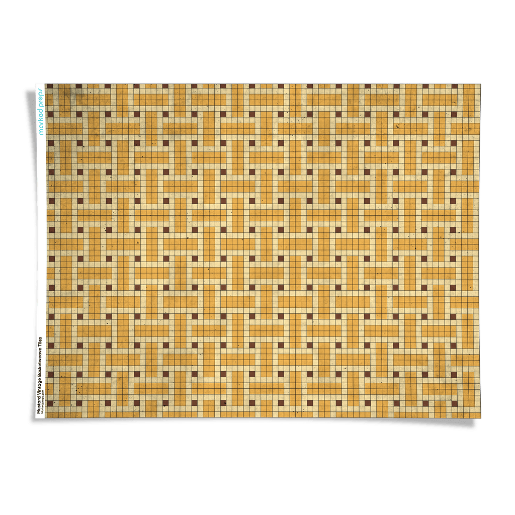 Mustard Vintage Basketweave Tiles Backdrop - Marked Props