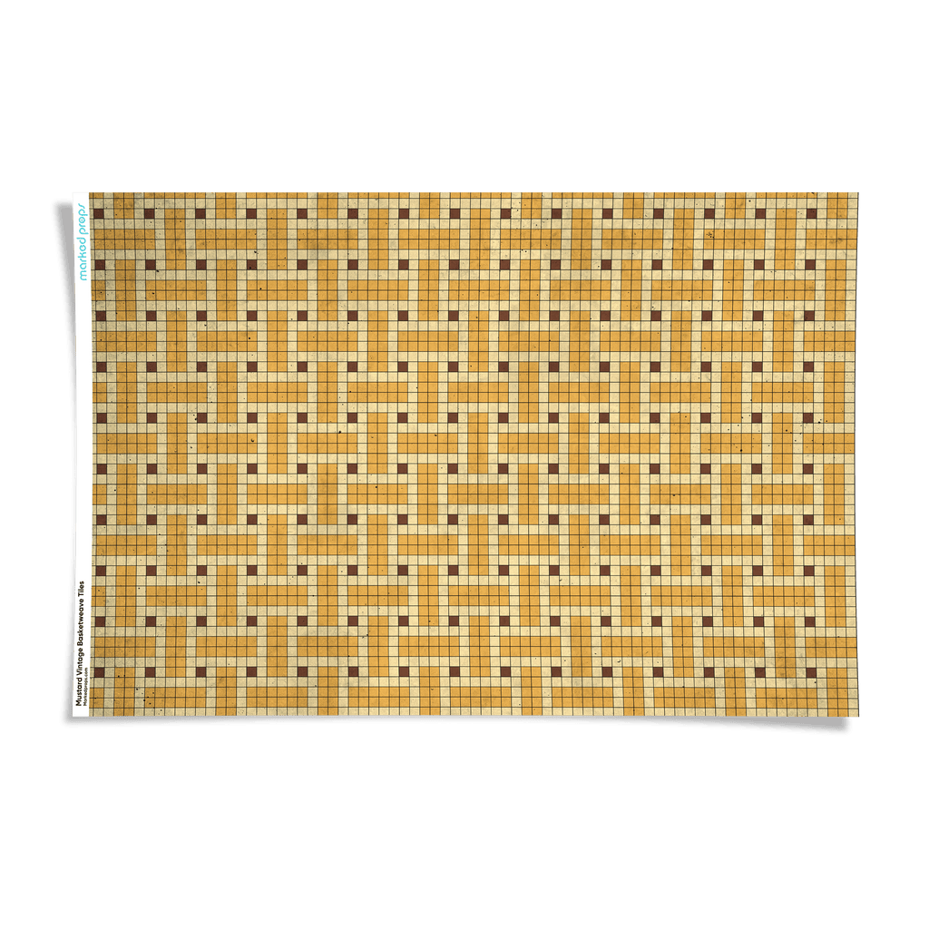 Mustard Vintage Basketweave Tiles Backdrop - Marked Props