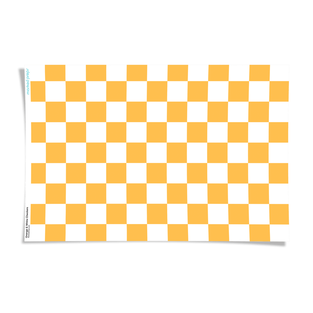 Orange and White Checkers Backdrop - Marked Props