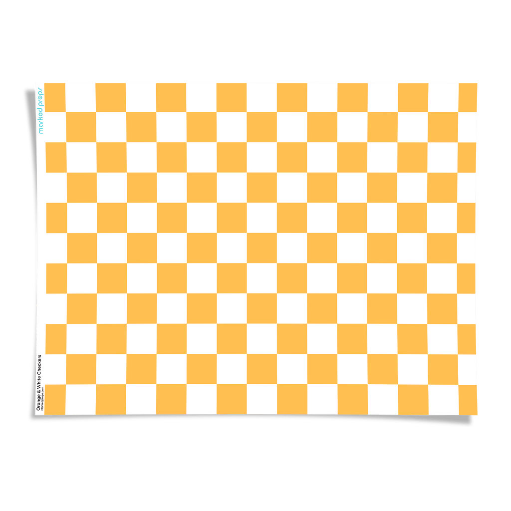 Orange and White Checkers Backdrop - Marked Props