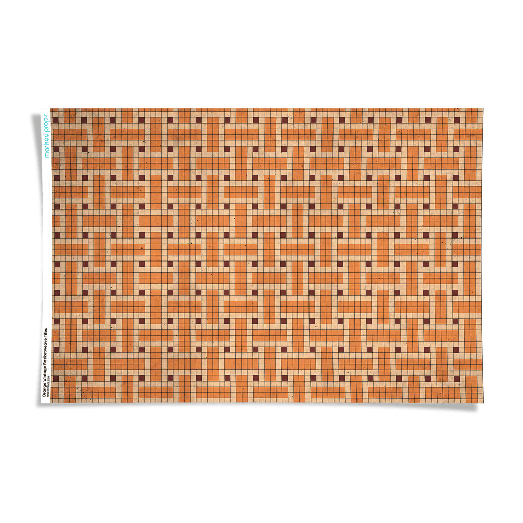 Orange Vintage Basketweave Tiles Backdrop - Marked Props