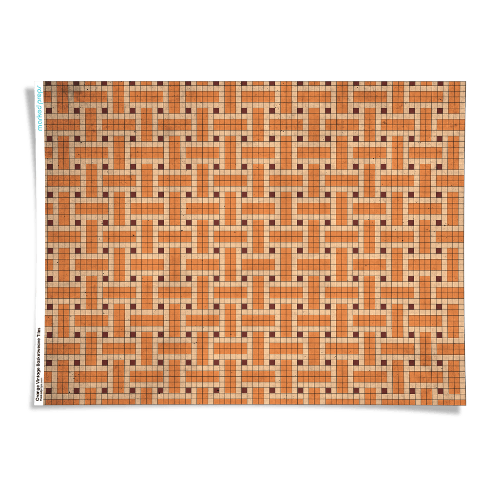 Orange Vintage Basketweave Tiles Backdrop - Marked Props