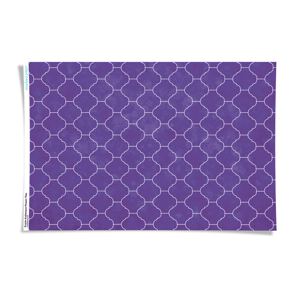 Purple Arabesque Mosaic Tiles Backdrop - Marked Props