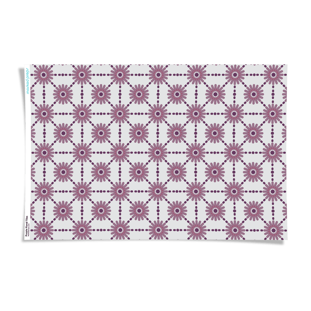 Purple Floral Tiles Backdrop - Marked Props