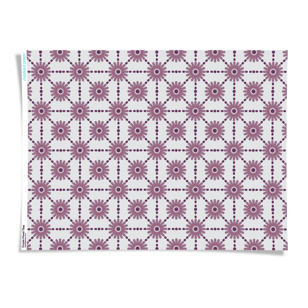 Purple Floral Tiles Backdrop - Marked Props