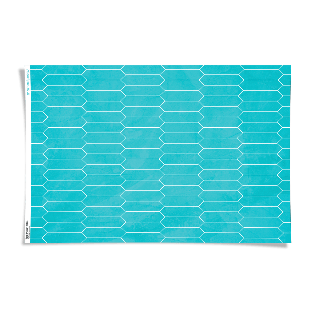 Teal Picket Tiles Backdrop - Marked Props