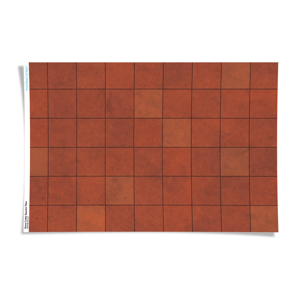 Terra Cotta Square Tiles - Marked Props