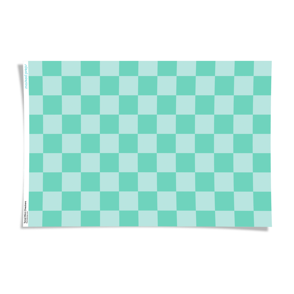 Tonal Mint Checkers Backdrop - Marked Props