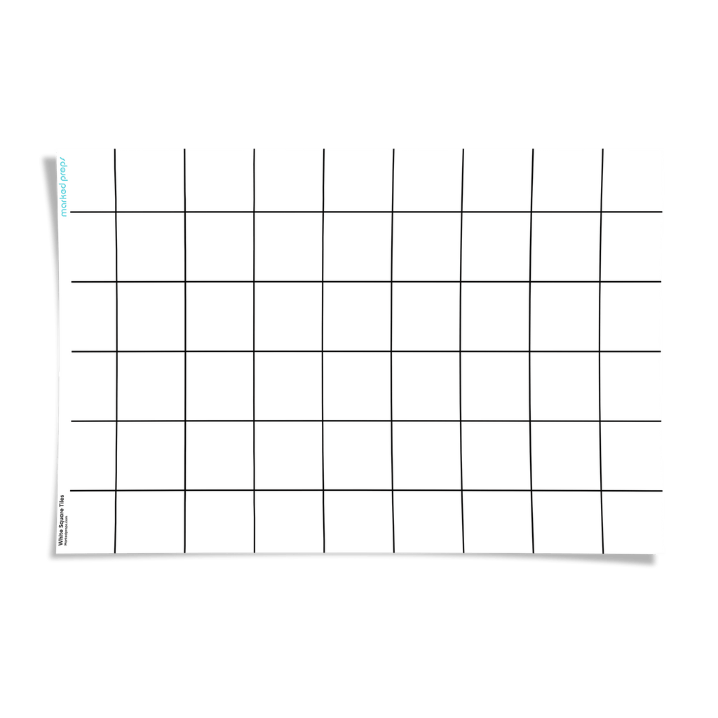 White Square Tiles Backdrop - Marked Props