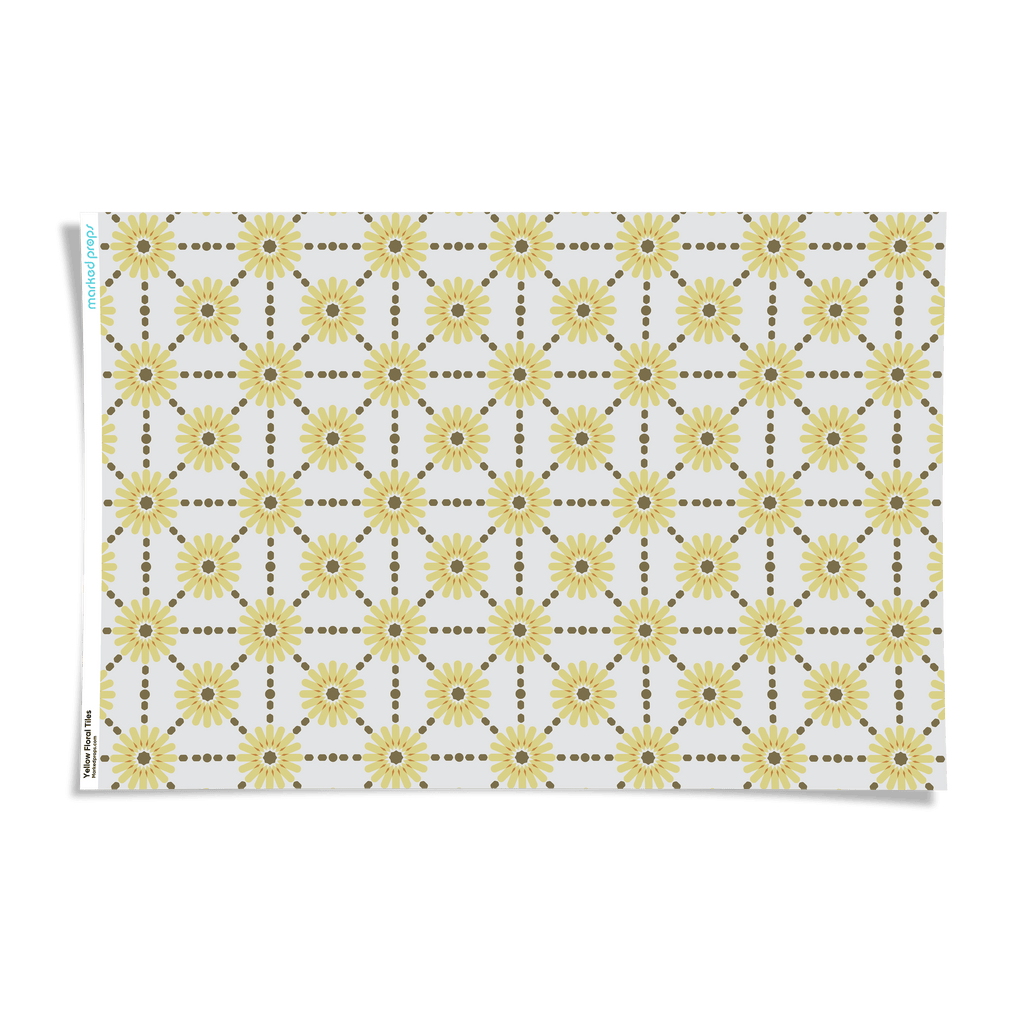 Yellow Floral Tiles Backdrop - Marked Props