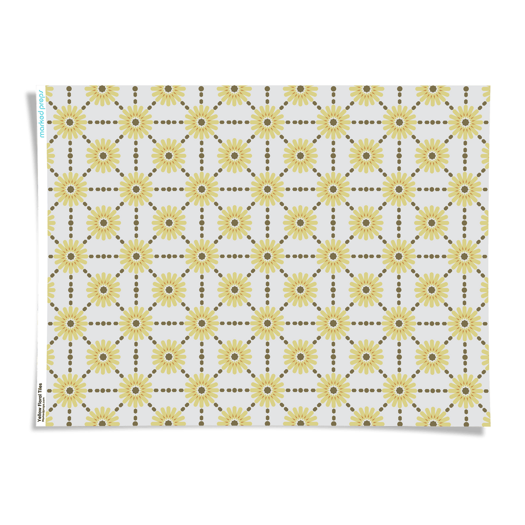 Yellow Floral Tiles Backdrop - Marked Props